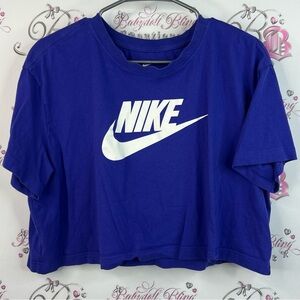 Nike tshirt crop loose fit Royal Blue purple white Cropped Tee shirt top logo